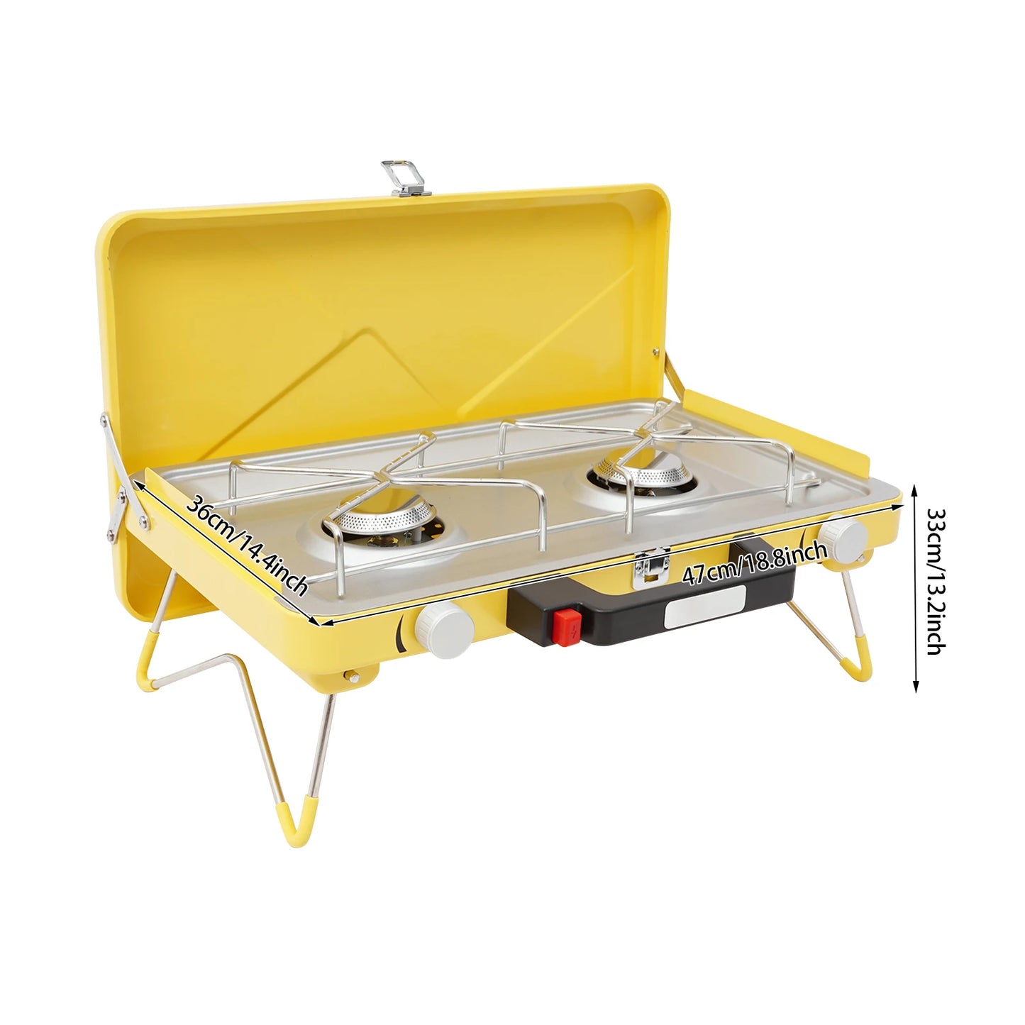 Portable Outdoor Gas Stove 2 Burner With Windshield