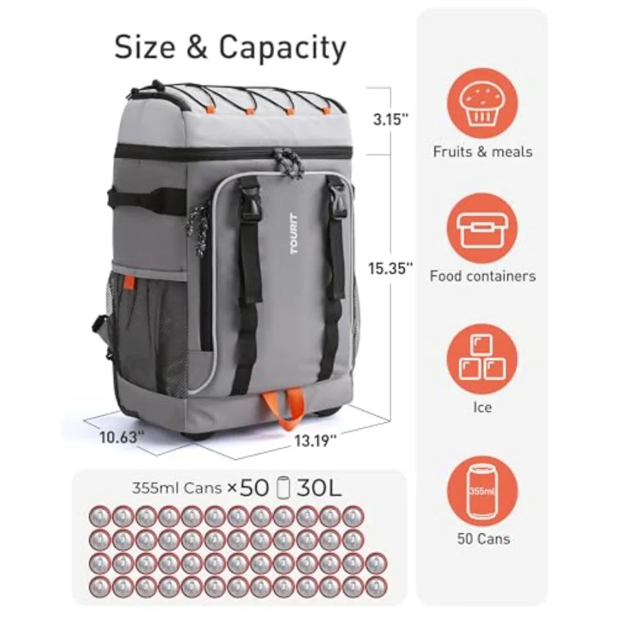 Insulated Rolling Cooler Backpack With Wheels And Handle