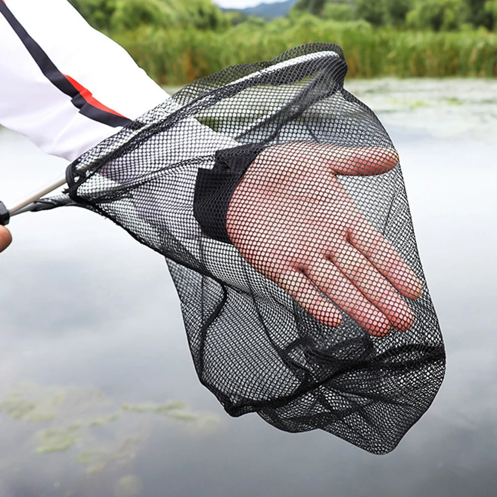 LAIMANEI Nylon Landing Net Aluminum Alloy Retractable Foldable Fishing