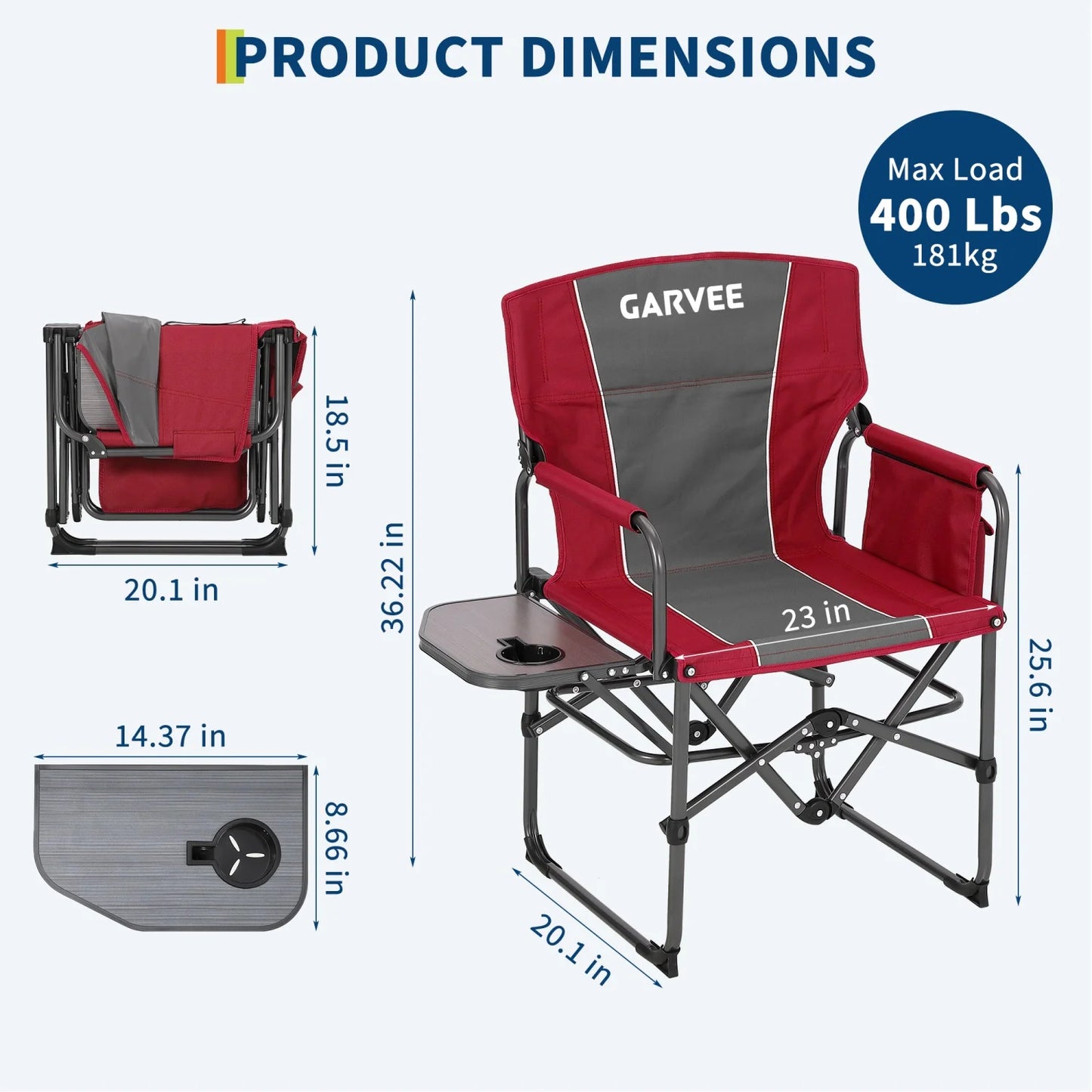 HiMISS Heavy Duty Folding Directors Chair Cup Holder 400 Lb