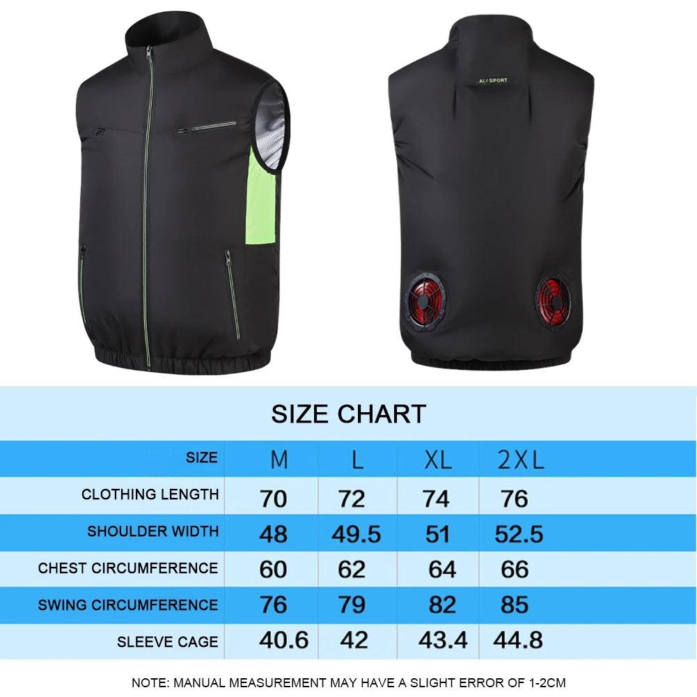 Wearable Cooling Vest With Battery Powered Fan For Outdoor Work