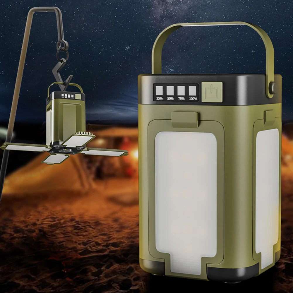 Foldable Solar Camping Lantern With Rechargeable Power Bank