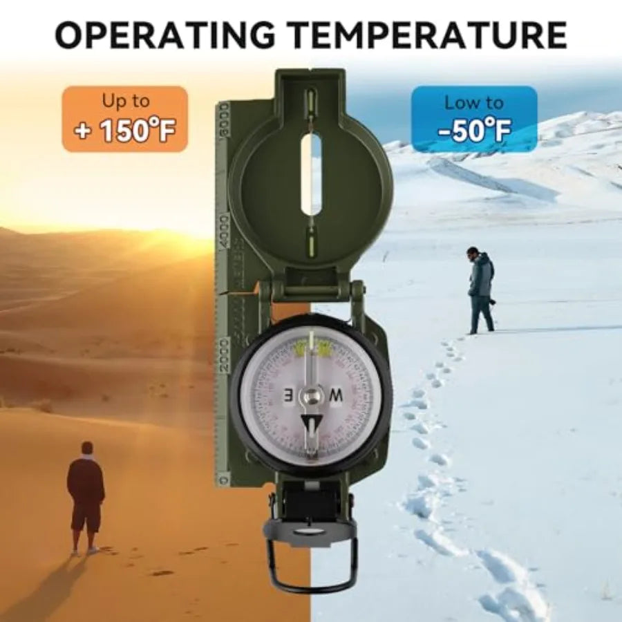 Compass For Hiking And Survival Aluminum Case Waterproof Navigation Gear