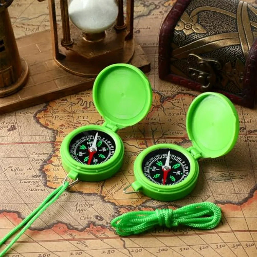 Bulk 24 Pack Mini Pocket Compass With Hanging Rope