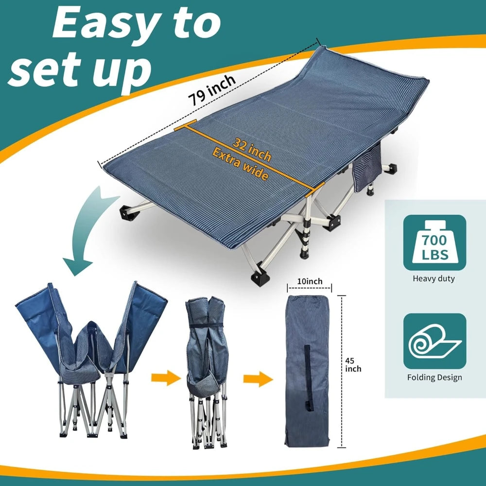 Camping Cot With Mattress And Carry Bag Sturdy Steel Frame