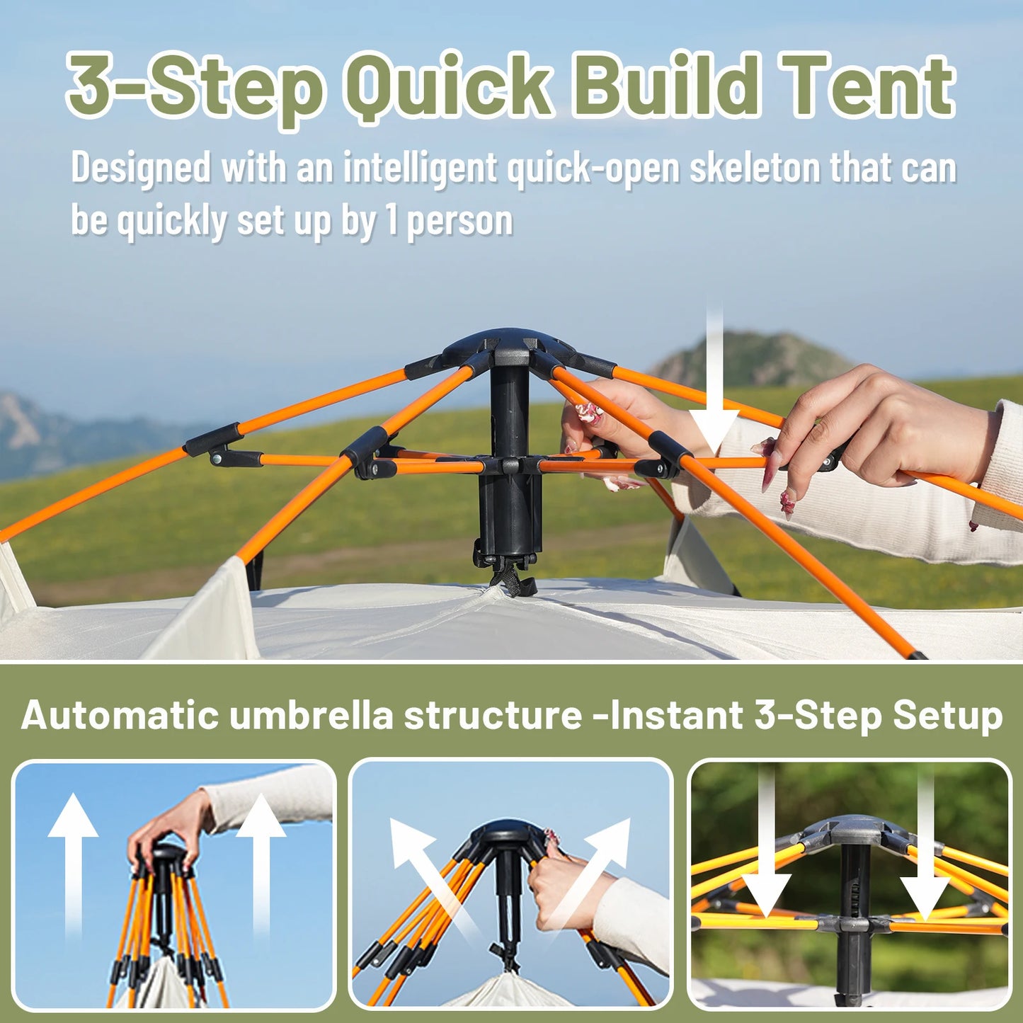 Pakicetus Auto Pop Shelter Sun Rain Tent for Beach and Camping