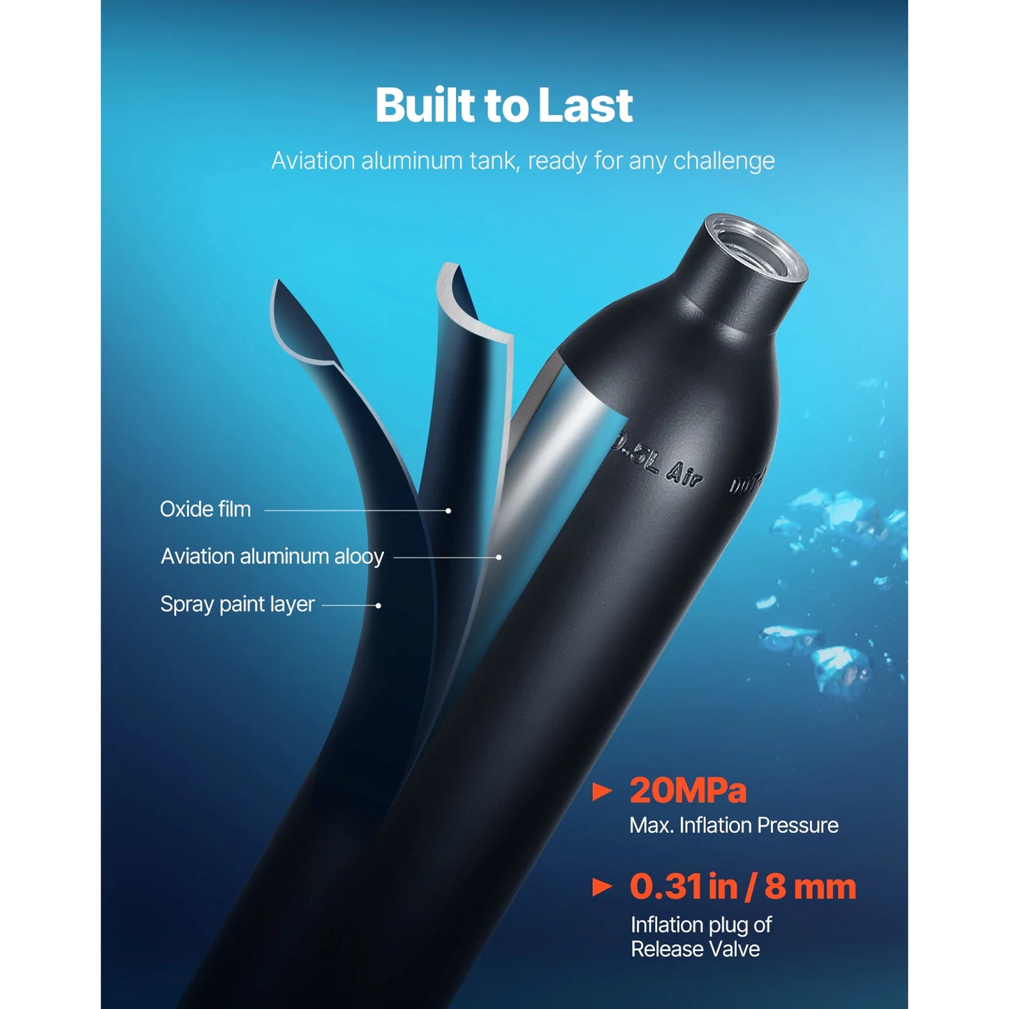 SucceBuy Scuba Tank Portable Diving Oxygen Cylinder For Underwater Breathing