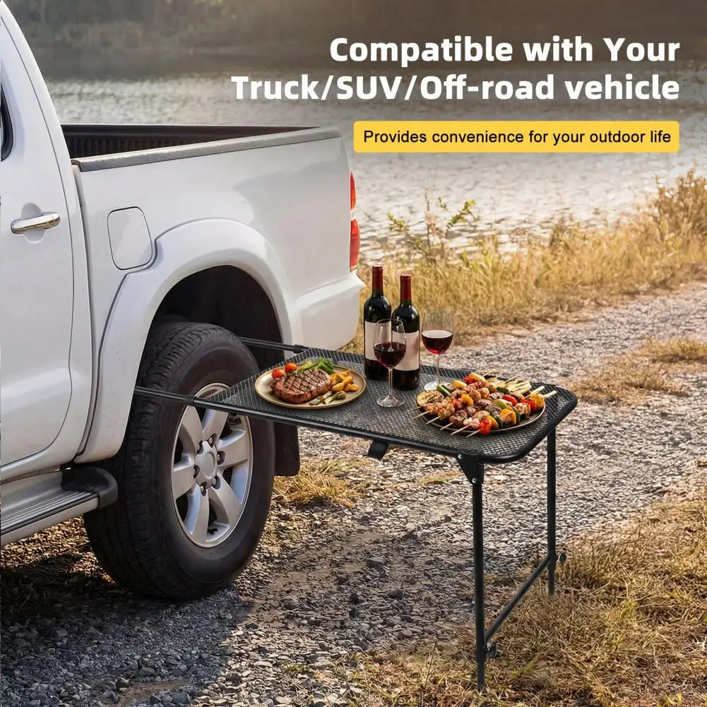 Tire Mount Camping Desk Adjustable Steel Folding Table For Tailgate