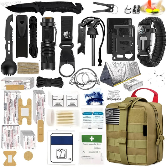 Survival And Outdoor Gear Set With Fire Starters And Tools