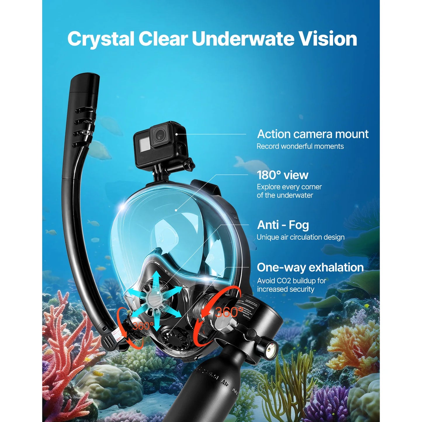 SucceBuy Scuba Tank Portable Diving Oxygen Cylinder For Underwater Breathing