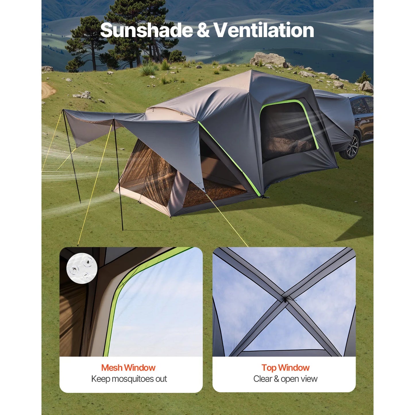 SucceBuy SUV Camping Tent Double Layer Waterproof With Shade Awning