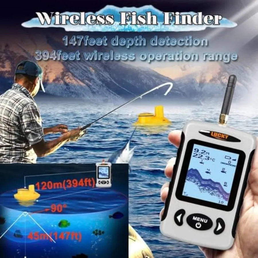 Portable Handheld Fish Finder With Wireless LCD Depth Display