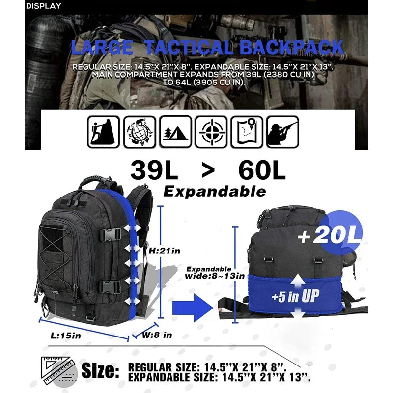 Water Resistant Tactical Nylon Backpack For Outdoor Hiking Travel