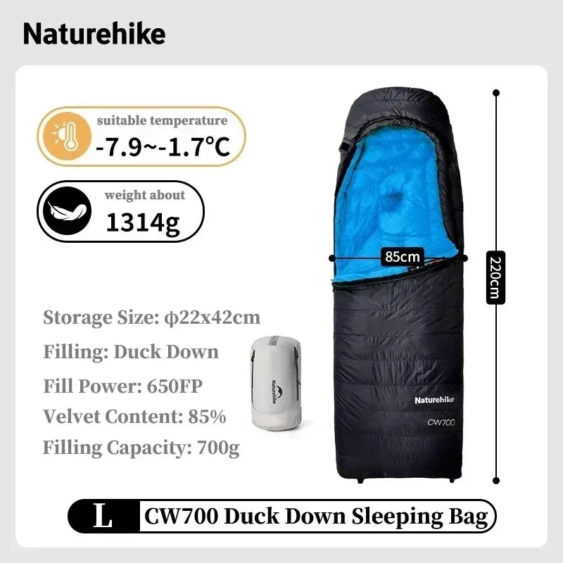 Naturehike CW700 Ultralight 650FP Duck Down Winter Envelope Sleeping Bag