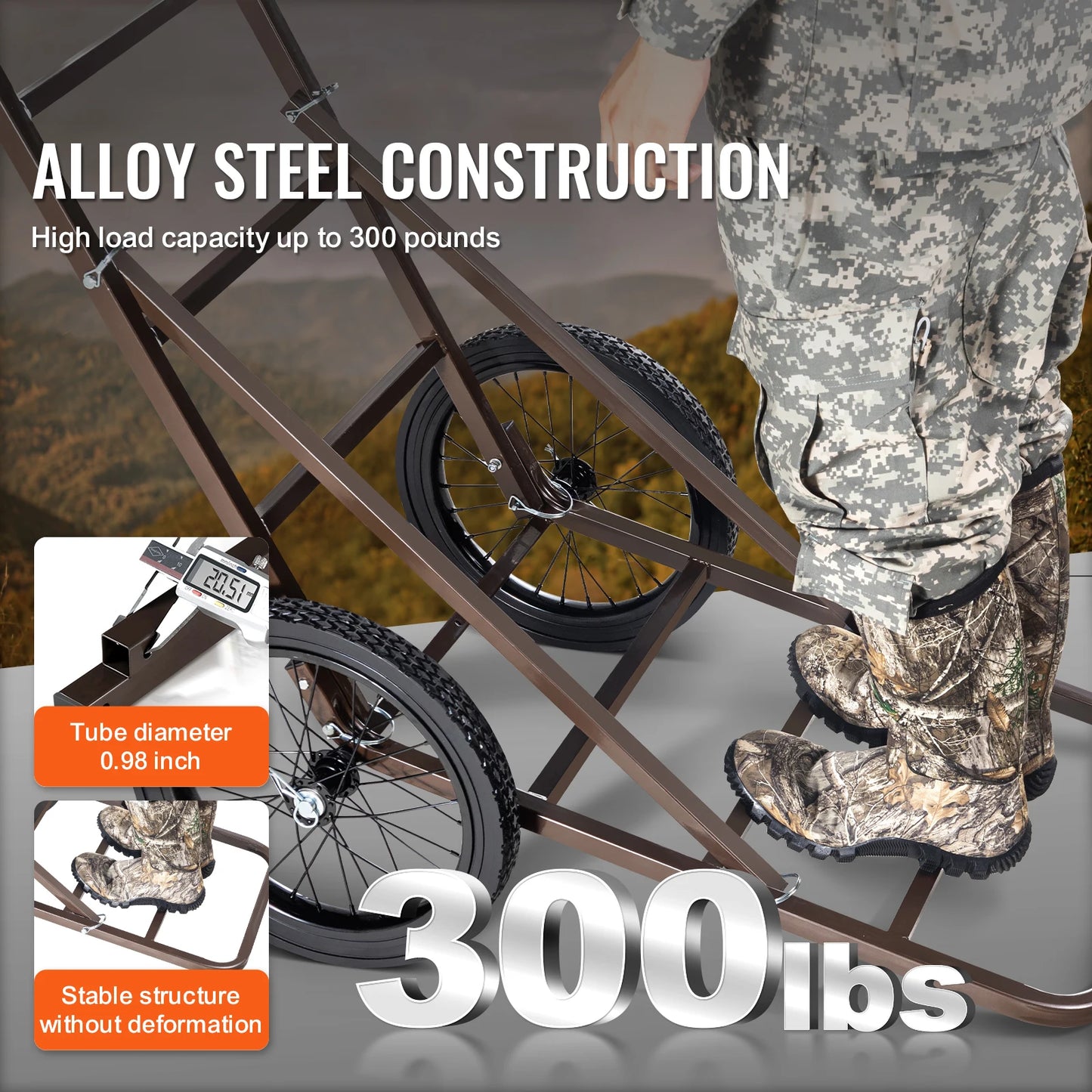 Folding Deer Cart 300 Lbs Capacity Heavy Duty Game Cart
