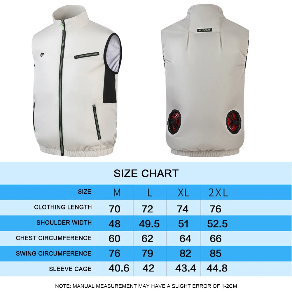 Cooling Ice Fan Vest For Hot Weather Workwear Breathable Wearable