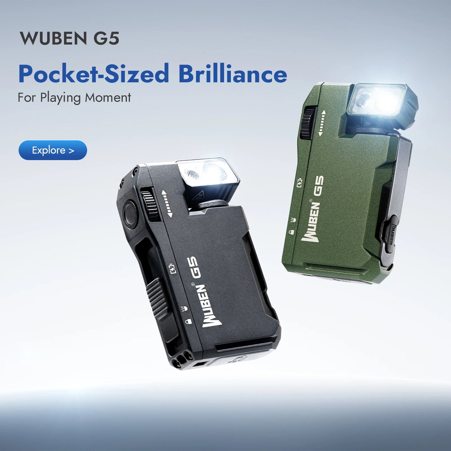 WUBEN G5 USB C Rechargeable EDC Flashlight 400 Lumen Magnetic Keychain