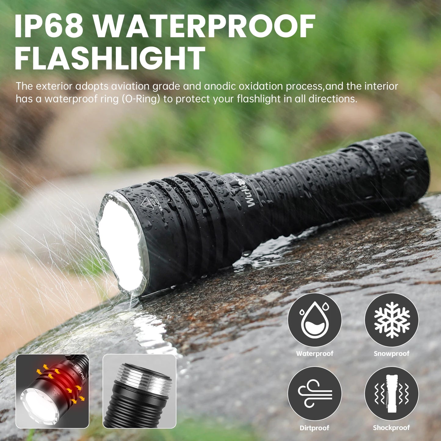 Wurkkos TS23 21700 Rechargeable Tactical Flashlight XHP70 HI LED