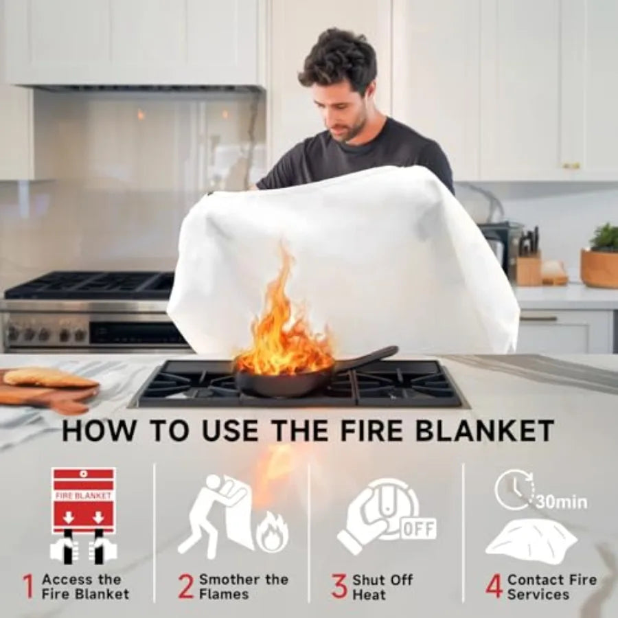Emergency Fire Blanket For Home Kitchen Safety And Flame Protection
