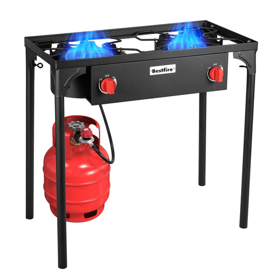 2 Burner Camping Stove 150000 BTU High Pressure Propane Grill