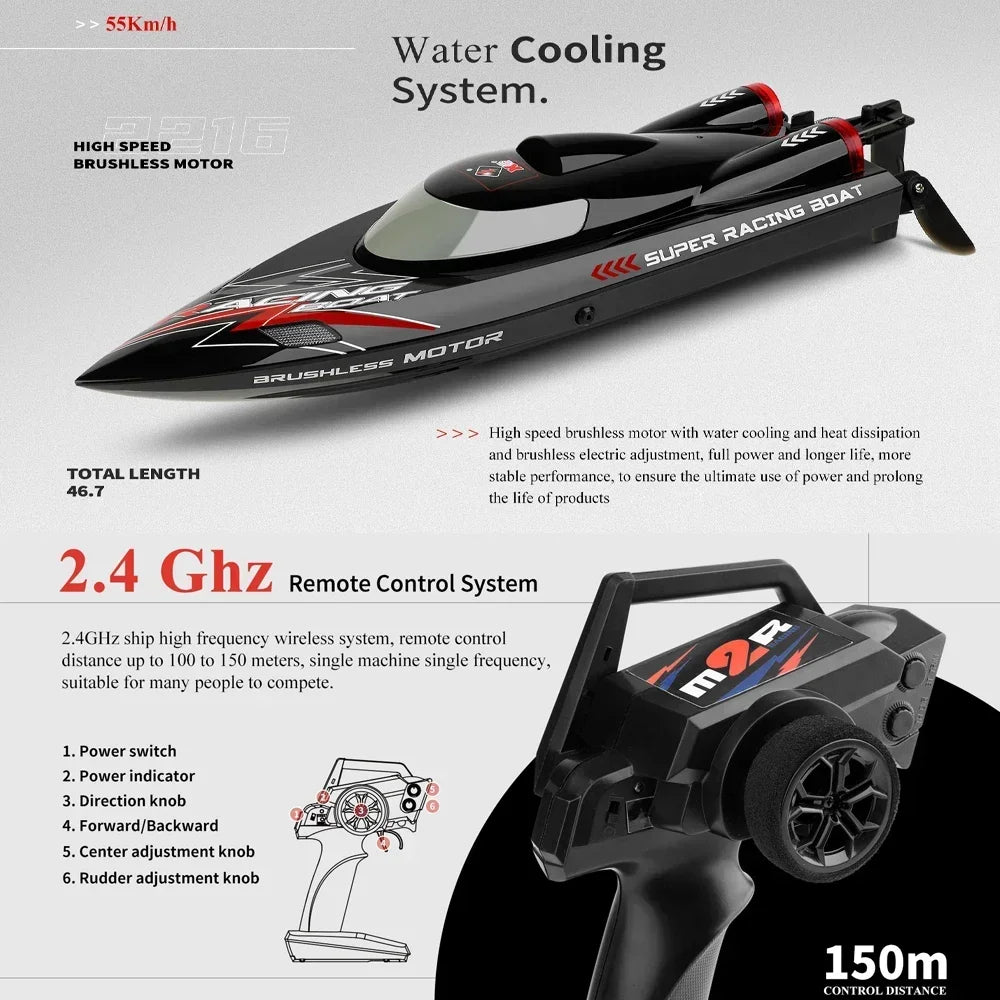 WLtoys WL916 RC Boat 24GHz Brushless High Speed Ship