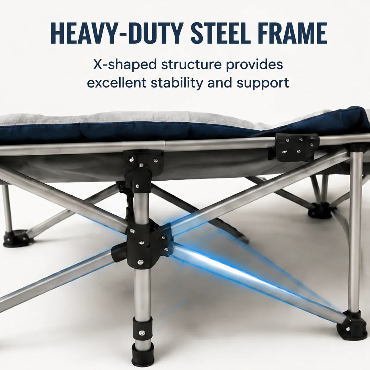 Portable Foldable Camping Cot With Thick Padded Sleeping Bed