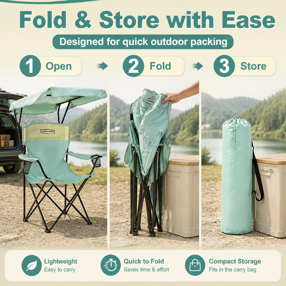 GERC Portable Beach Chair With Cup Holder And Side Pocket
