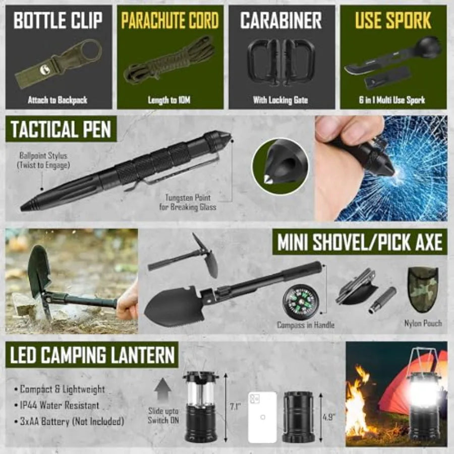 Survival Kit 268 Pcs Emergency Gear With First Aid Kit Headlamp