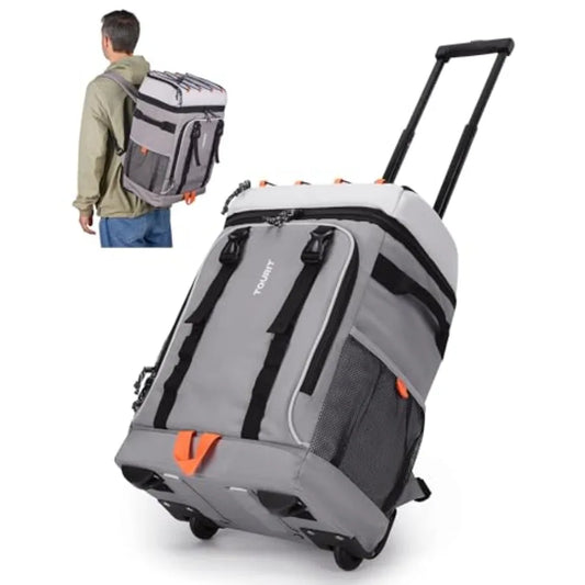 Insulated Rolling Cooler Backpack With Wheels And Handle