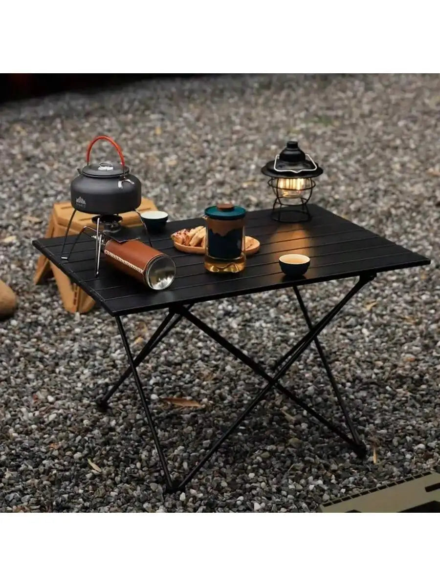 Outdoor Portable Folding Table 300lb Load With Aluminum Pedestal Base