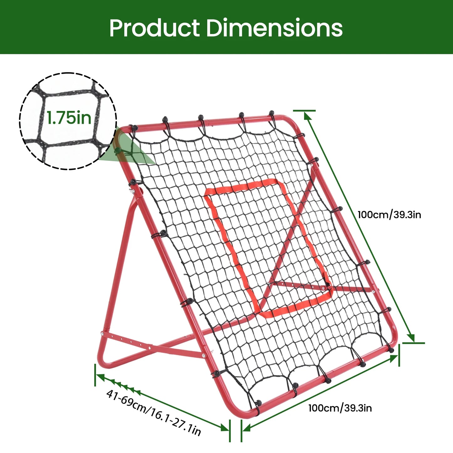 Baseball Rebounder Net Adjustable Bounce Back Trainer for Soccer Volleyball