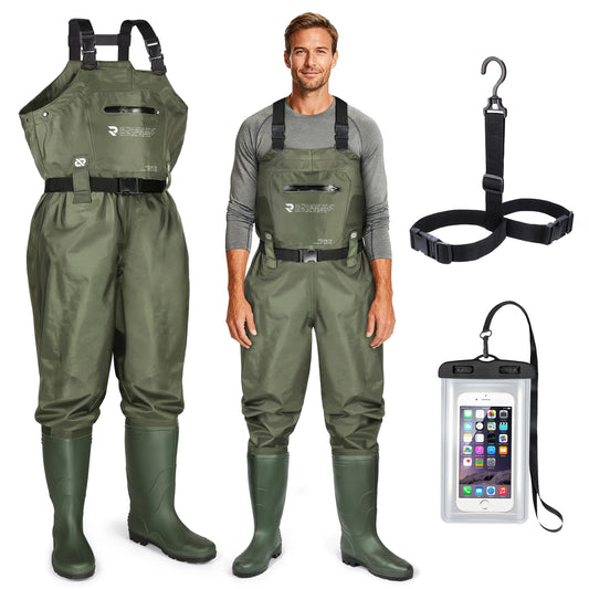 RUNCL Chest Waders for Men Women With Boots 210D Nylon PVC Breathable Hunting