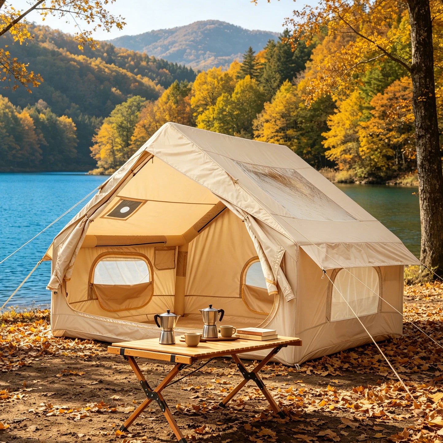 Spacious Waterproof Inflatable Camping Tent For Six Quick Setup Shelter