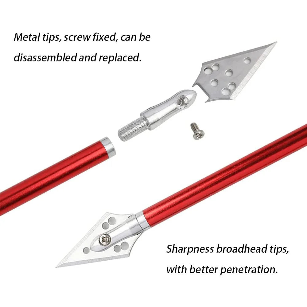 Aluminium Crossbow Arrows Featuring Removable Steel Blades