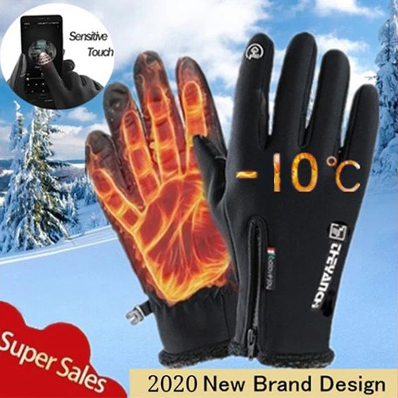 Waterproof Touchscreen Full Finger Fleece Gloves For Cycling Outdoor Running Ski