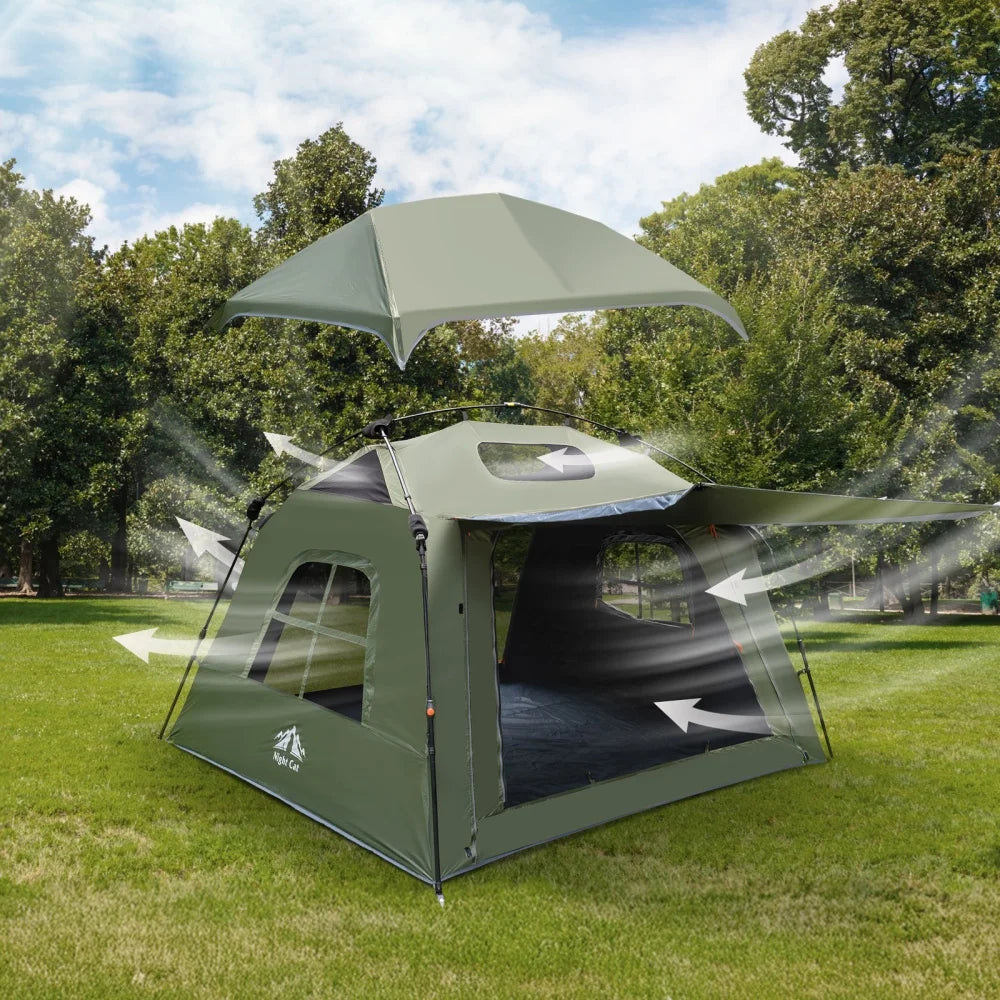 Night Cat 4 Person Pop Up Tent With Dark Room Waterproof Cabin