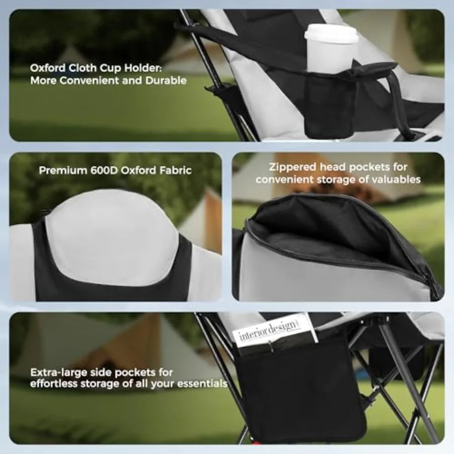 Outdoor Electric Heated Reclining Camping Chair With Cup Holder