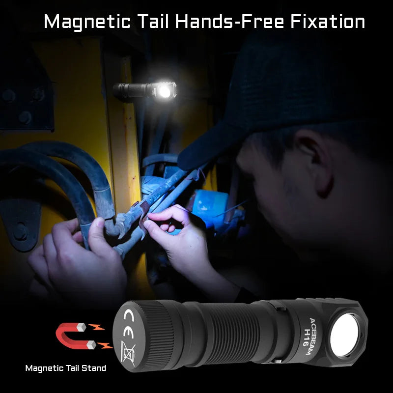 ACEBEAM H16 Headlamp AA Battery Right Angle Light EDC