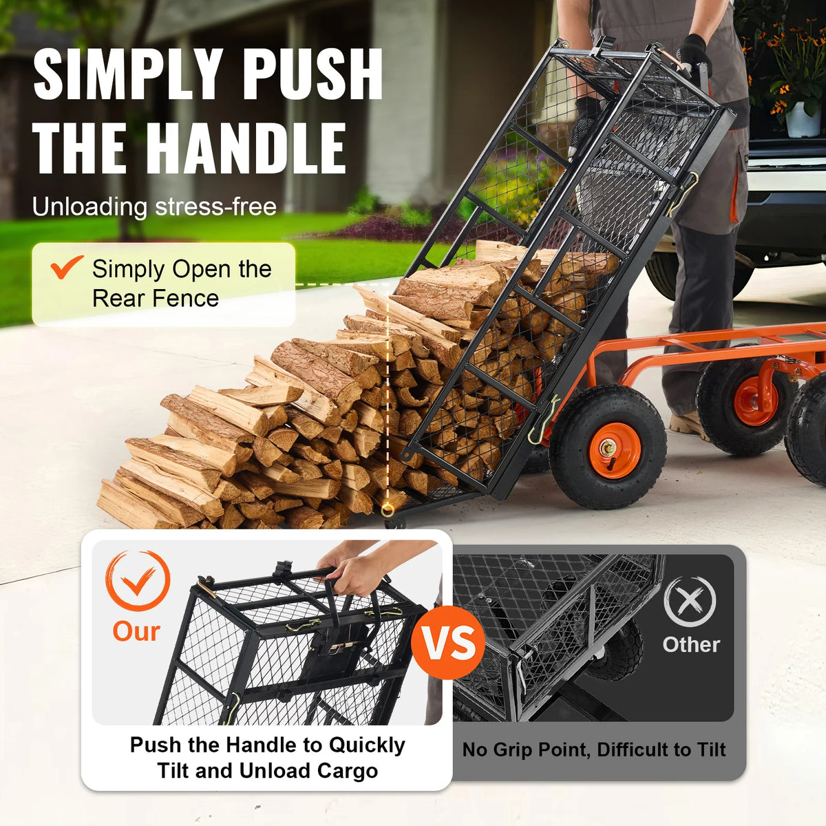 SucceBuy Heavy Duty Metal Garden Utility Dump Car Wagon