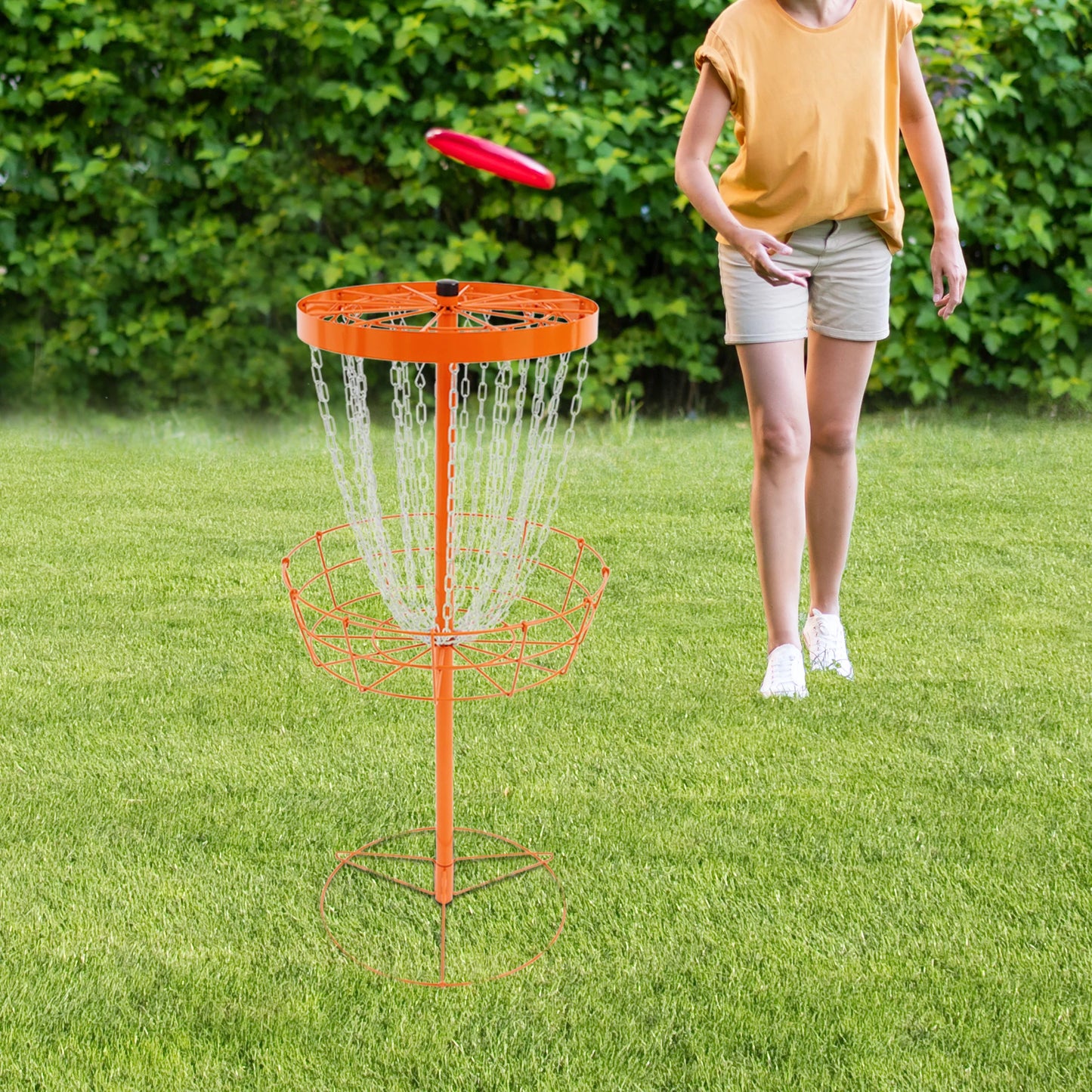 Disc Golf Training Basket With 24 Chain Portable Target For Outdoor Play