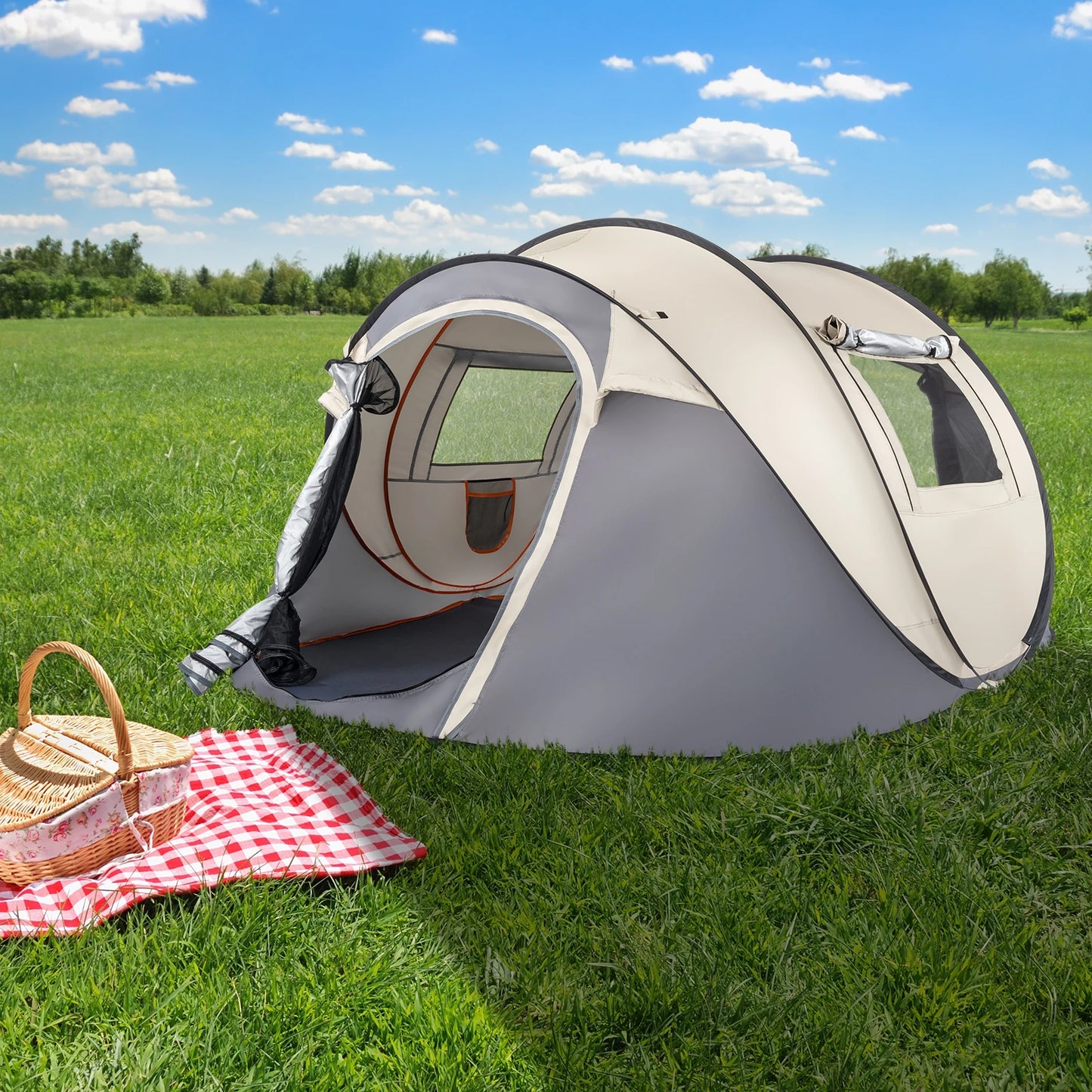 Pop Up Tent Instant Setup For Family Camping Portable Waterproof 190T Polyester
