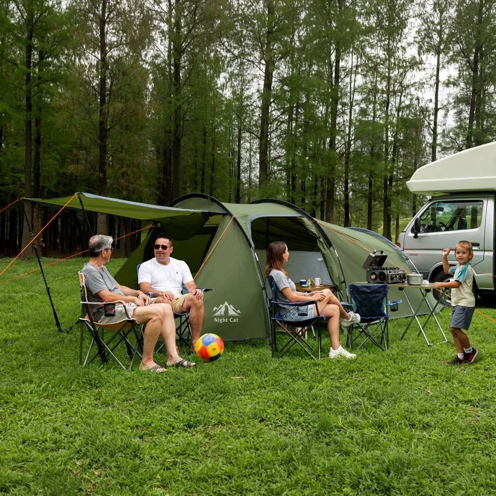 Night Cat 4 Person Waterproof Outdoor Family Tent With Porch