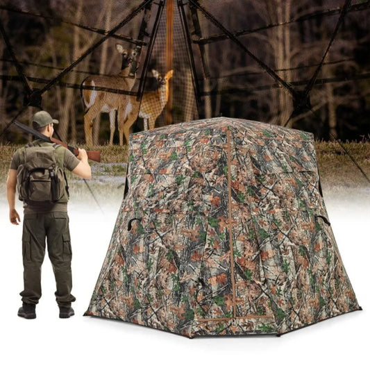 360 Degree Pop Up Hunting Ground Blind With Four See Through Panels