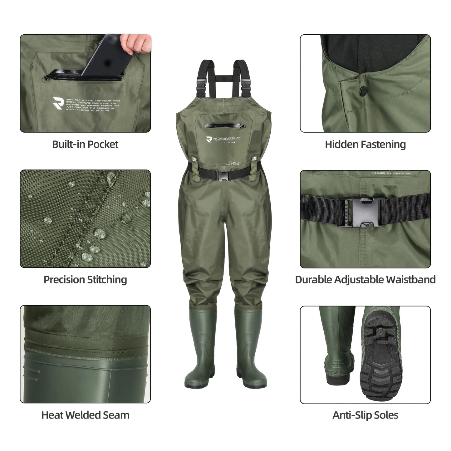 RUNCL Chest Waders for Men Women With Boots 210D Nylon PVC Breathable Hunting