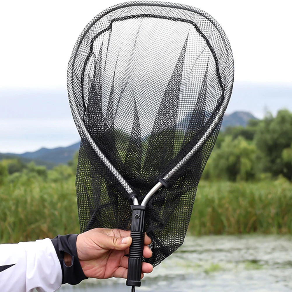 LAIMANEI Nylon Landing Net Aluminum Alloy Retractable Foldable Fishing