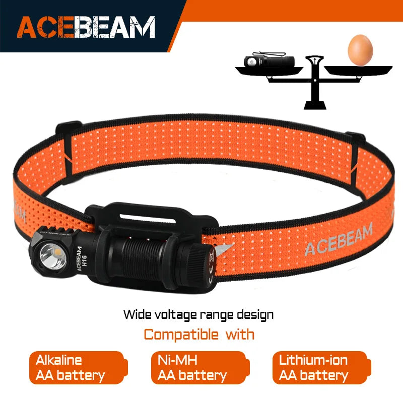 ACEBEAM H16 Headlamp AA Battery Right Angle Light EDC