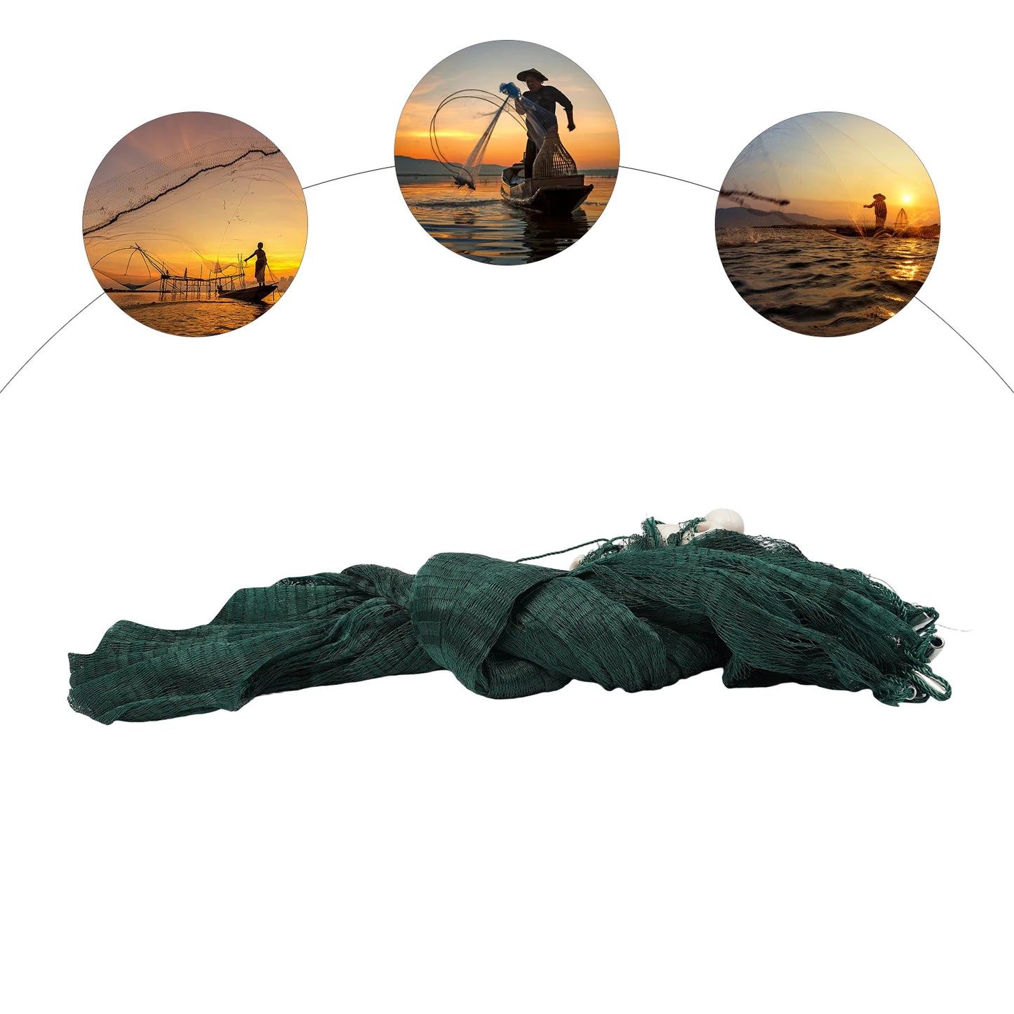 Bymaocar Hand Throw Fishing Net With Weights And Floats For Minnows