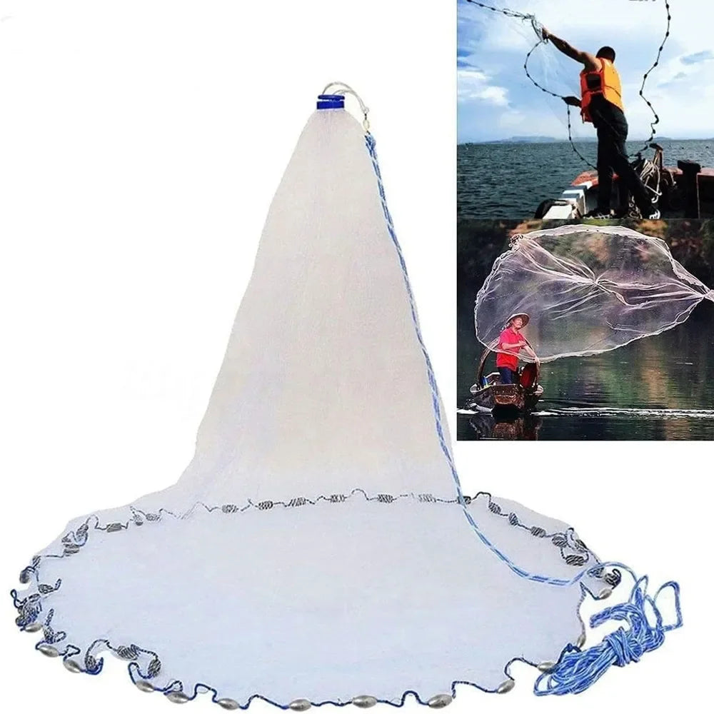 Saltwater Cast Net For Bait Fishing With Zinc Sinkers