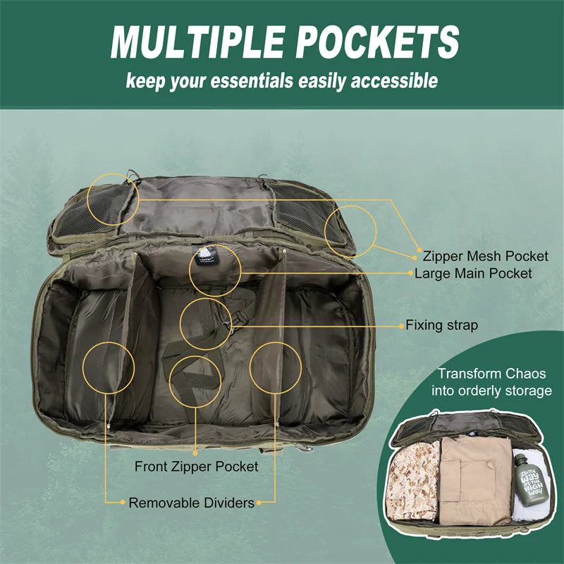 LQARMY Outdoor MOLLE Tactical Backpack for Hiking and Camping