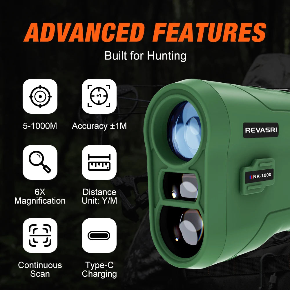 REVASRI 1000m Multi Function Rangefinder With Golf Slope Compensation
